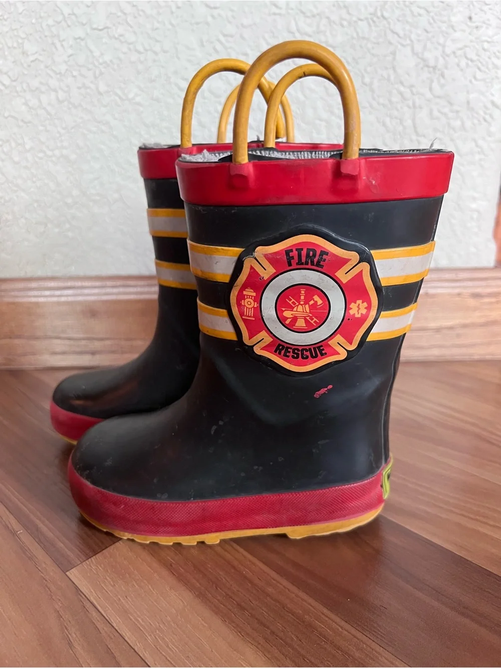 Western Chief Kids Fire Rescue Rain Boots - Black, Red & Yellow